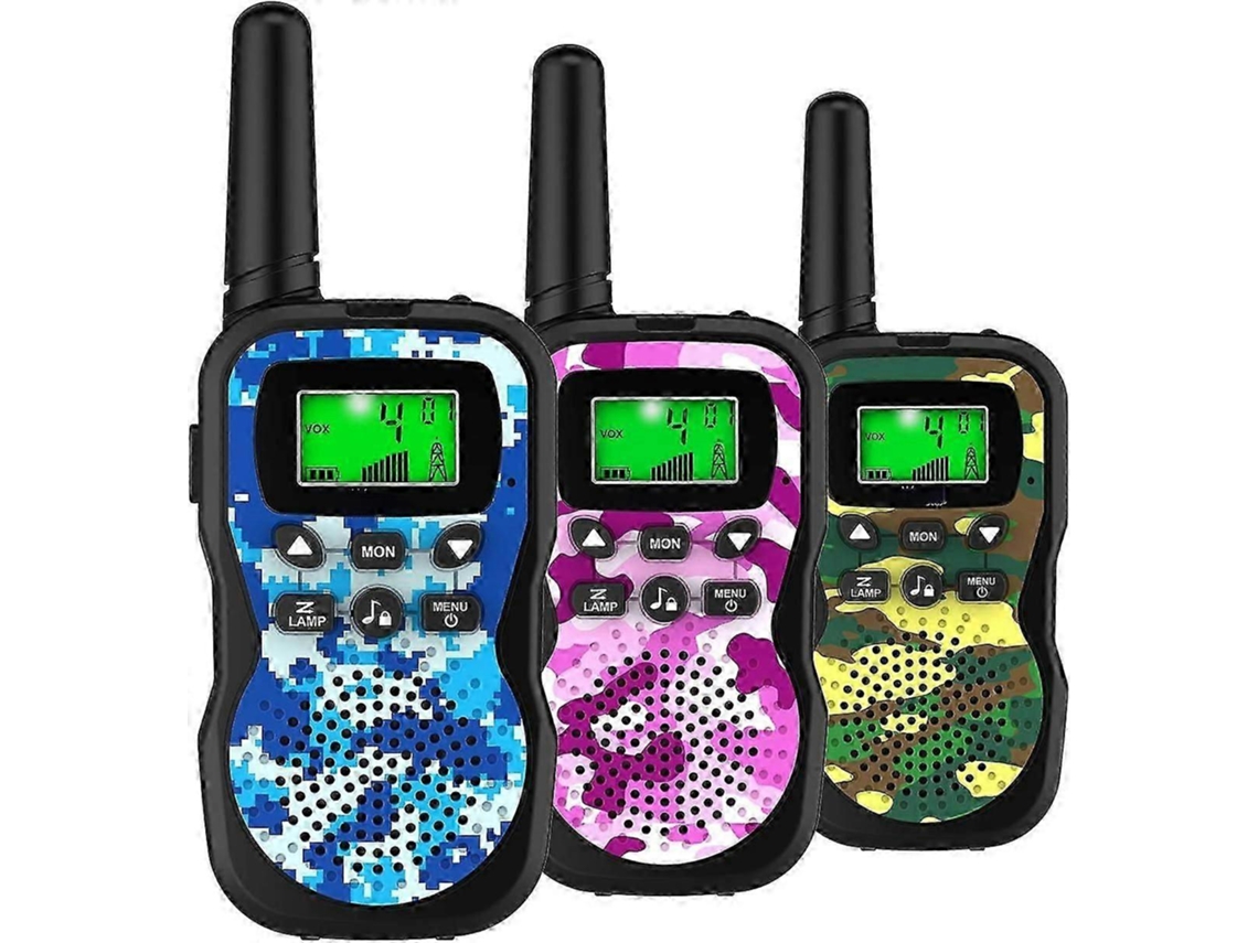 Walkie Talkies Para Crianças Com Lanterna E Tela Lcd, Alcance De 3 Milhas, Pacote Com 3 Walkie Talkies Brilvibera