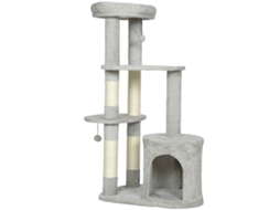 Arranhador 114 Cm, Toca, Postes Sisal, Plataforma, Até 6 Kg, Cinza Claro