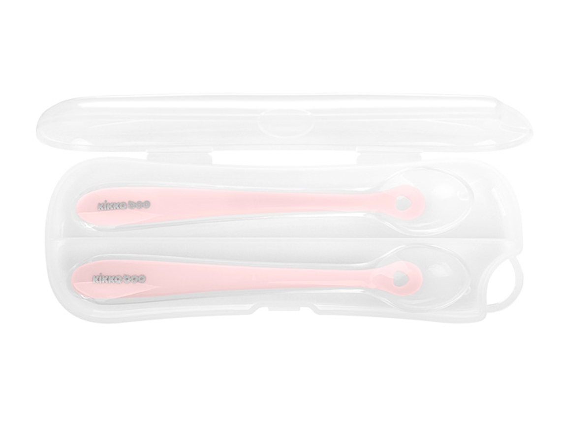 Colheres de Silicone com Caixa 2Pçs KIKKABOO Rosa