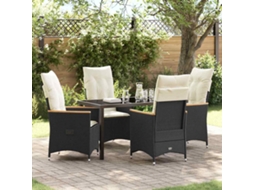 Vidaxl Conjunto De Jantar Para Jardim 5 Unid. Preto Vime Pe