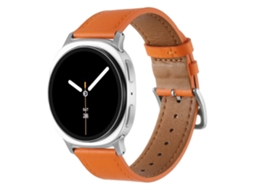 Pulseira De Couro Com Fivela Prateada Em Aço Inoxidável Para Samsung Galaxy Watch8 / Watch8 Classic