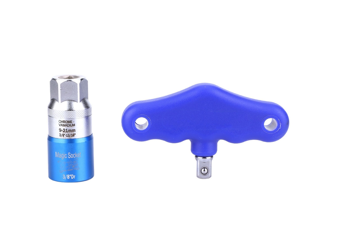 Kit chave universal torque com cabeça, chave de boca, rato e soquete 9-21mm azul