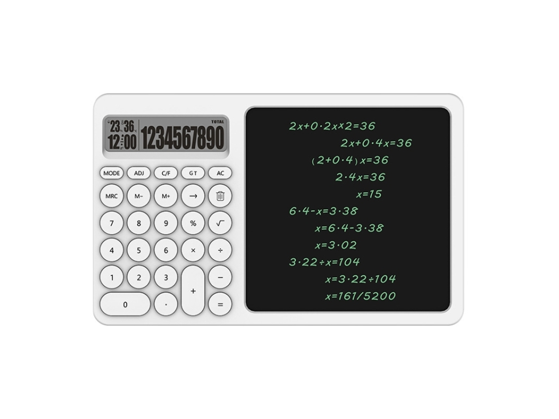 Calculadora De Escritório (branca) Com Tablet De Escrita Lcd E Suporte.