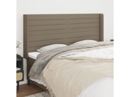 Vidaxl Cabeceira Cama Abas Tecido 183x16x118/128 Cm Cinza-acastanhado