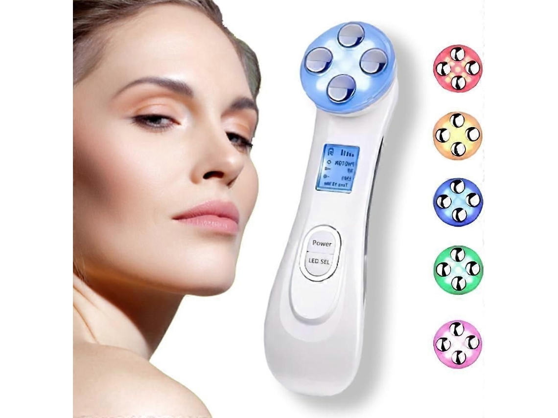 Massageador Facial de Microcorrente, Aparelho Beleza Antirrugas Radiofrequência para Rosto e Pescoço, Dispo Sitivo Terapia Luz Led Par GOKOCO