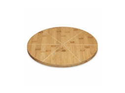 Prato de Bambu para Pizza RELAXDAYS, 33 Cm de Diâmetro, 6 Divisões para Fatias Uniformes.