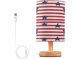 Abajur De Cabeceira Com Listras Estreladas Para Quarto, Abajur De Cabeceira Led, Luminária De Leitura Com Portas Usb E