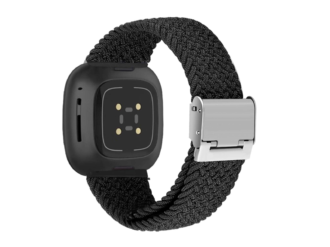 Bracelete Pulseira Entrançada Flexível para Fitbit by Google Versa Preto
