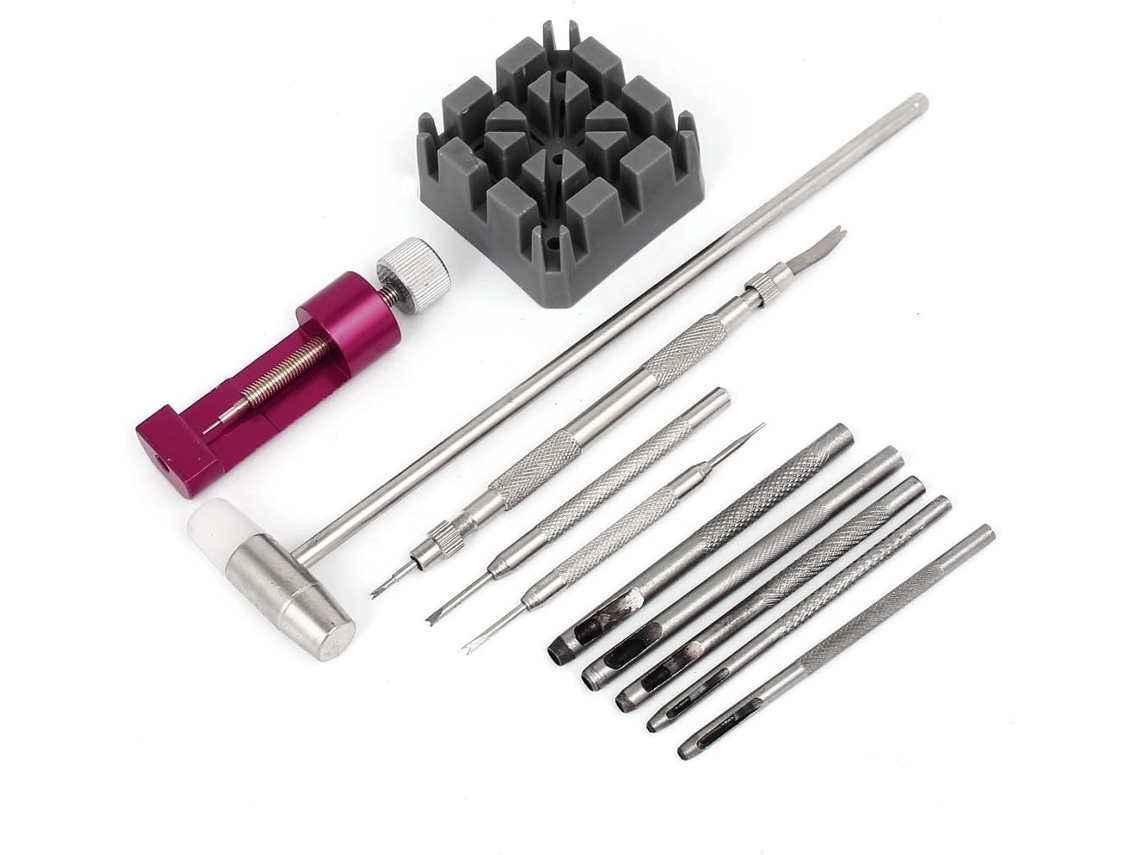 Conjunto de 11 Ferramentas para Reparo Pulseiras Relógio: Chave Fenda, Pino Fixação, Removedor CHABERLU