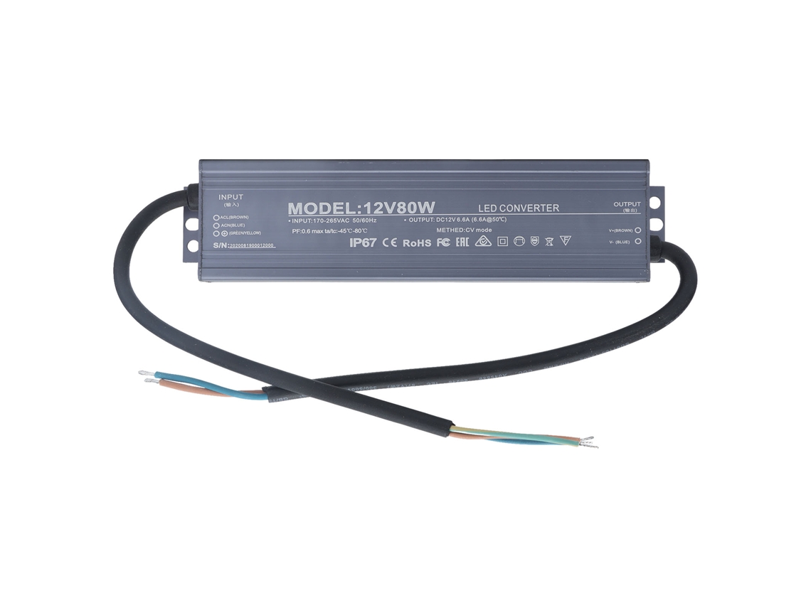 Transformador de Alimentação Ip67 Driver Led 12v 6.6a S/MARCA