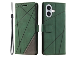 Capa Em Couro Pu Para Apple Iphone 16 Plus Verde