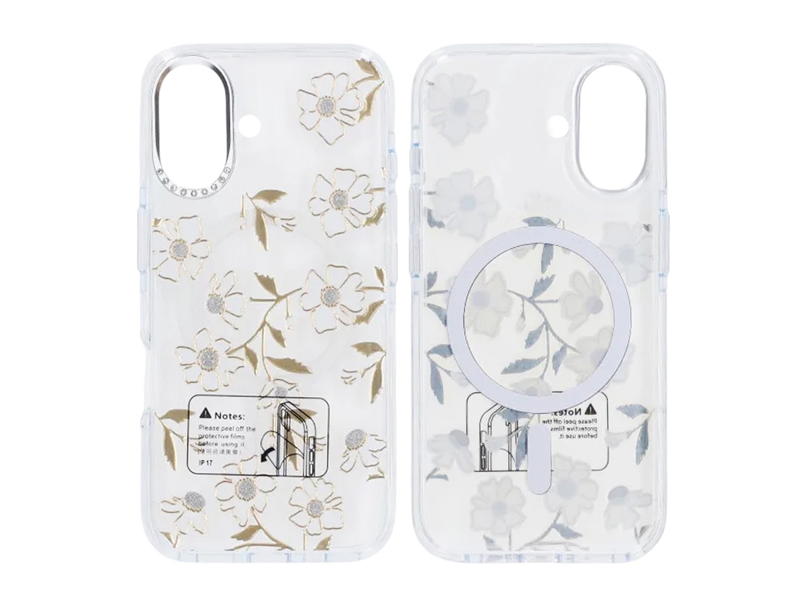 Capa Magsafe Para Iphone 17 - Flores E Galhos Transparentes
