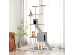 Vidaxl Árvore P/ Gatos C/ Postes Arranhadores Sisal 190 Cm Cinza-claro