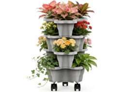Vaso de Plantas Empilhável com Vários Níveis, Empilhável Verticalmente e com Drenagem, para Uso Interno e Externo, em CHABERLU