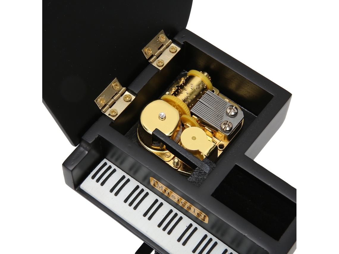 Caixa de Música em Madeira AQUAFORGE, Estilo Piano, Mecanismo Banhado a Ouro, Fácil de Usar, com Corda para Casa, Carro, Escritório e Mesa