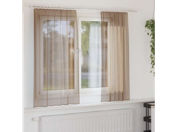 Vidaxl Cortinas De Voile Com Bolsos Para Varão 2 Pcs Castanho-claro
