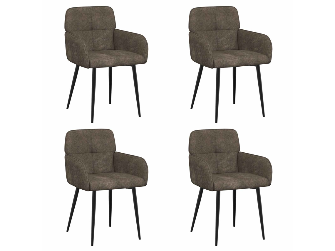 Conjunto 4 Cadeiras De Jantar Vidaxl Cinzento Escuro Camurça Sintética (59 X 56,5 X 85 Cm)
