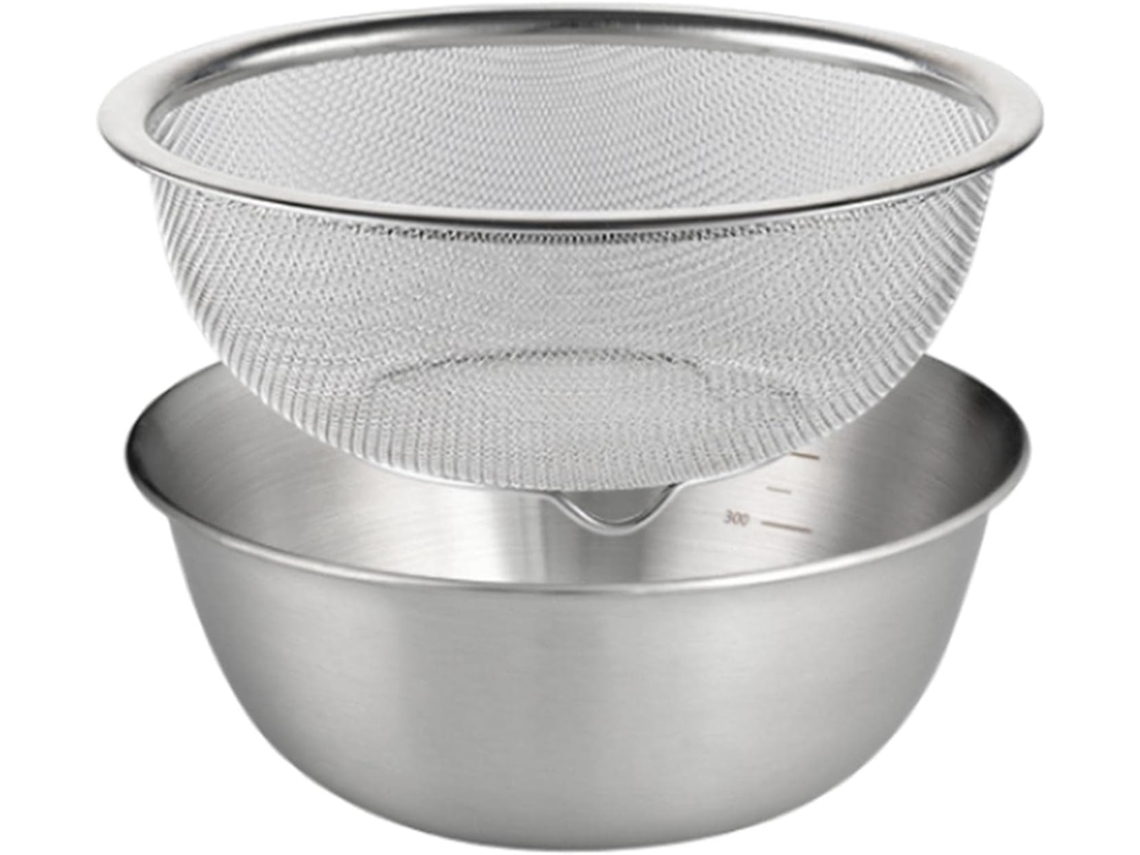 Escorredor Em Aço Inoxidável 304 Com Tigela Para Misturar, Escorredor Para Lavar Arroz, Conjunto Para Escorredor De Alimentos