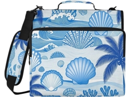 Pasta 3 argolas com zíper e alça, ideal para praia, fácil de transportar, portátil e perfeita para guardar.