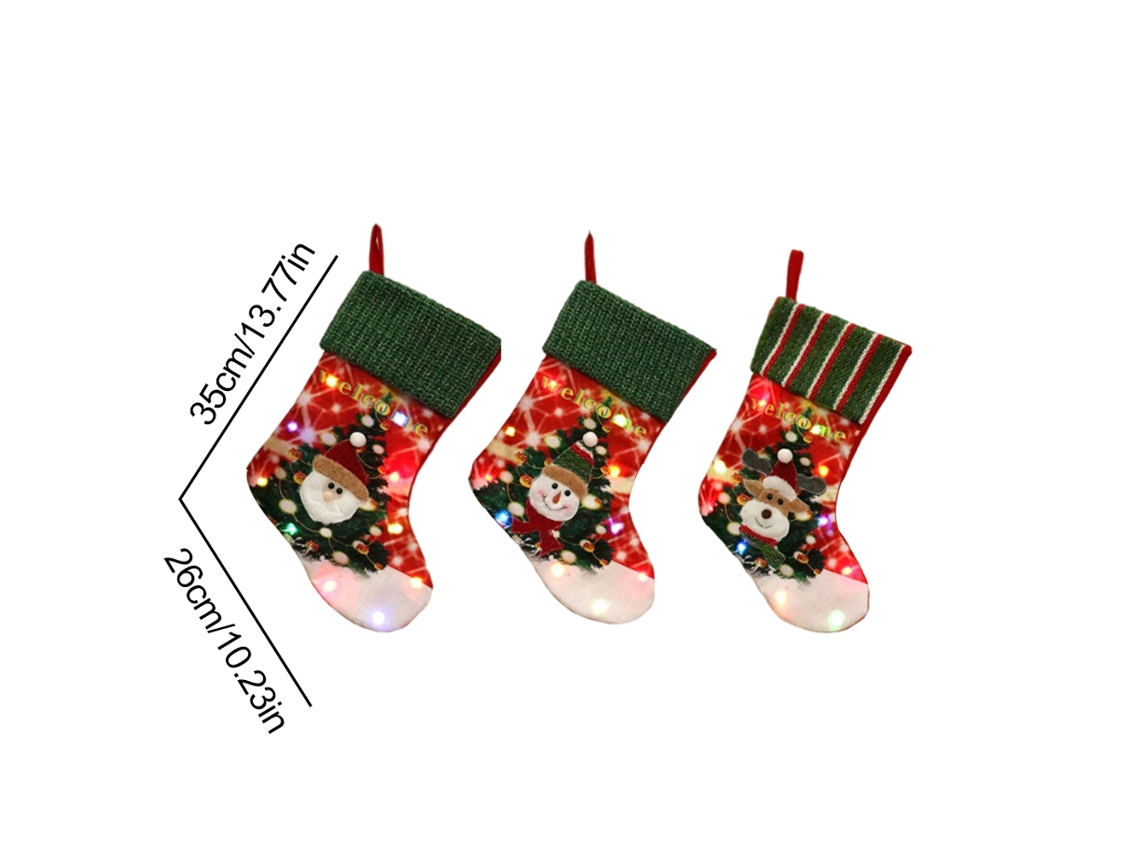 Meias De Natal (com Luzes Led, Embaladas) Eoocoo