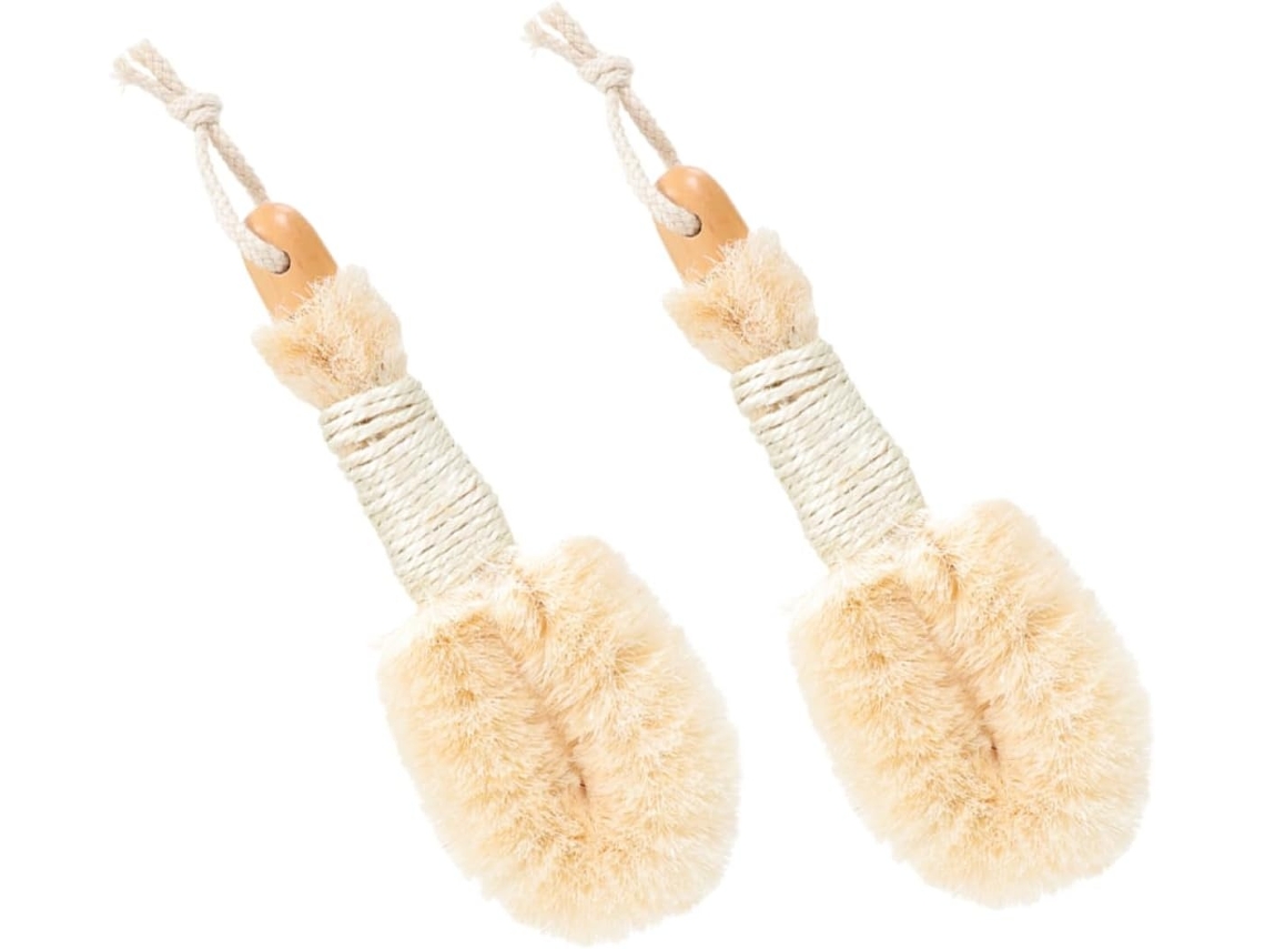 Lurelia Pack De 2 Escovas Corporais De Sisal Para Banho Diário, Fibra De Sisal, Pega Ergonómica E Com Argola