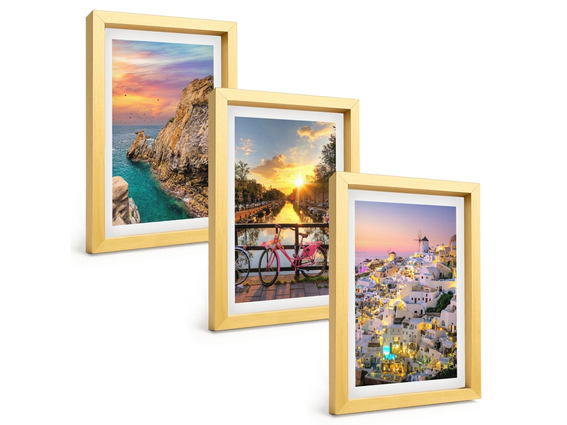 Composição De Quadros Paisagens Costeiras, Pôr Do Sol Espelharte (3 Peças 20x30 Cm)