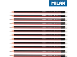 Pack 12 Lápis de Grafite com Borracha MILAN