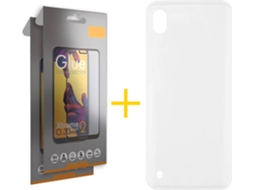 Capa + 2 Películas de Vidro Full Samsung Galaxy A10 SKYHE Silicone Liso Transparente