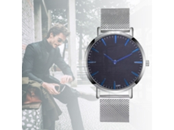 Relógio masculino Zhoulianfa de quartzo com pulseira de malha de aço, estilo casual, prateado.