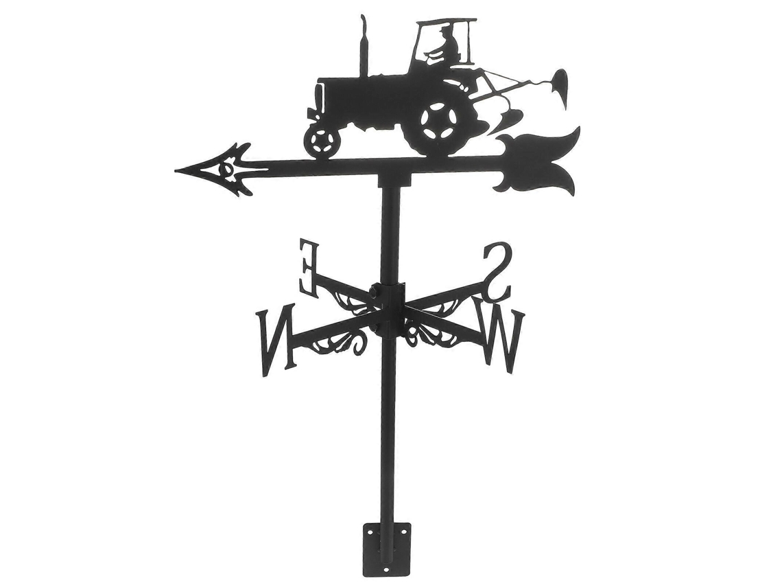 Rebe veleta de Metal para Exterior Tractor Decorativa Hanging Indicador de Dirección de Viento para Jardín Techo Patio 55x35cm Negro