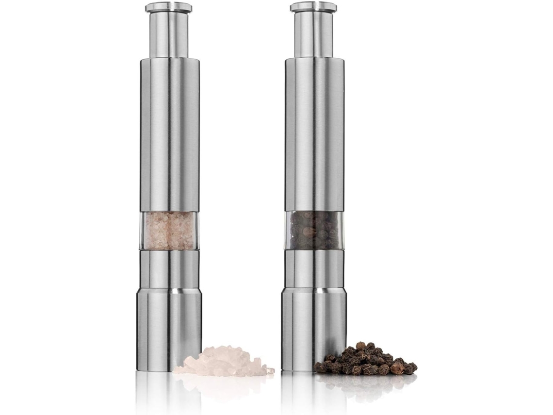 Conjunto de 2 Moedores de Sal e Pimenta com Botão de Pressão AQUAFORGE