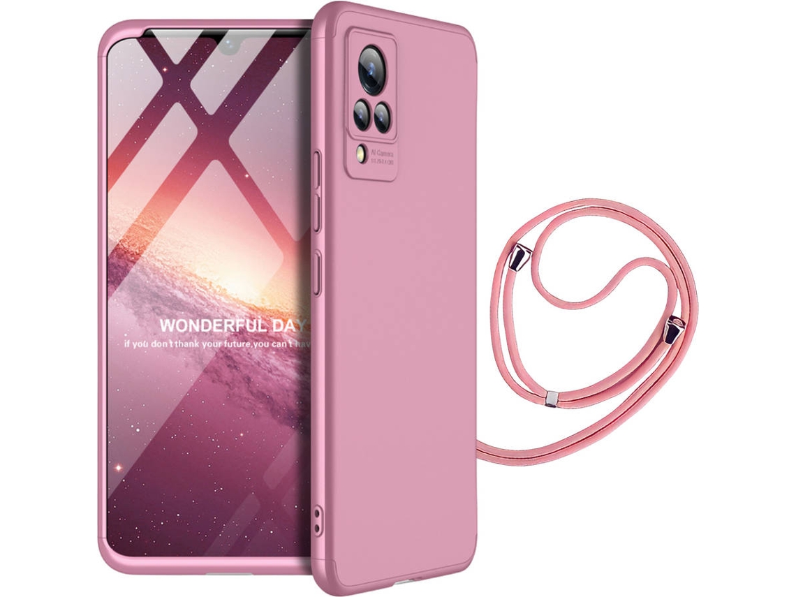 Capa Vivo V21 5G Slim Armor 360º com Cordão Rosa