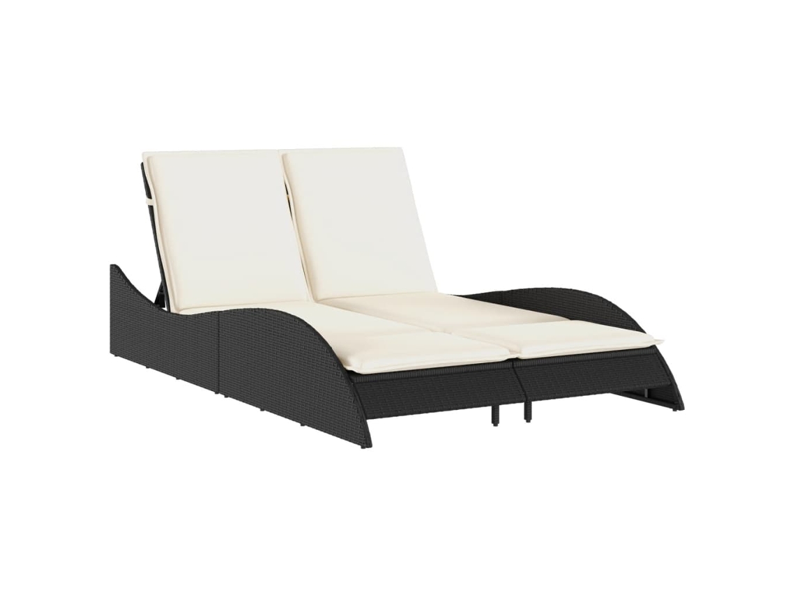 Espreguiçadeira com Almofadões Castanhos Pe Vime MAISON EXCLUSIVE (114x205x73 cm)