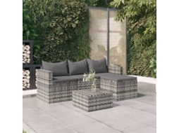 Vidaxl 3 Pcs Conjunto Lounge de Jardim C/ Almofadões Vime Pe Cinzento