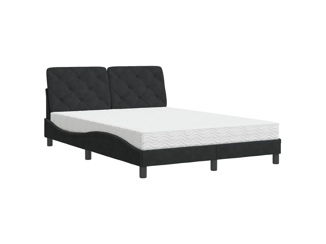 Bed, Beds Vidaxl Preto Veludo (140 X 190 Cm)
