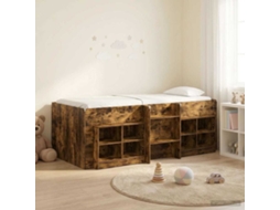 Vidaxl Cama Loft Com Armário Com Prateleira 3 Unid. Carvalho Fumado