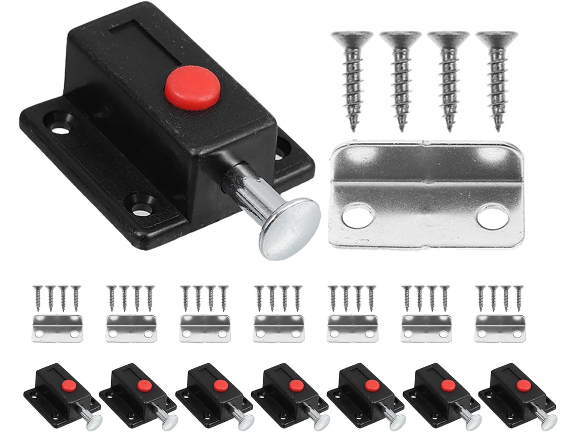 Conjunto De 8 Datas Botão Pressão Com Mola, Pretos, Parafusos E