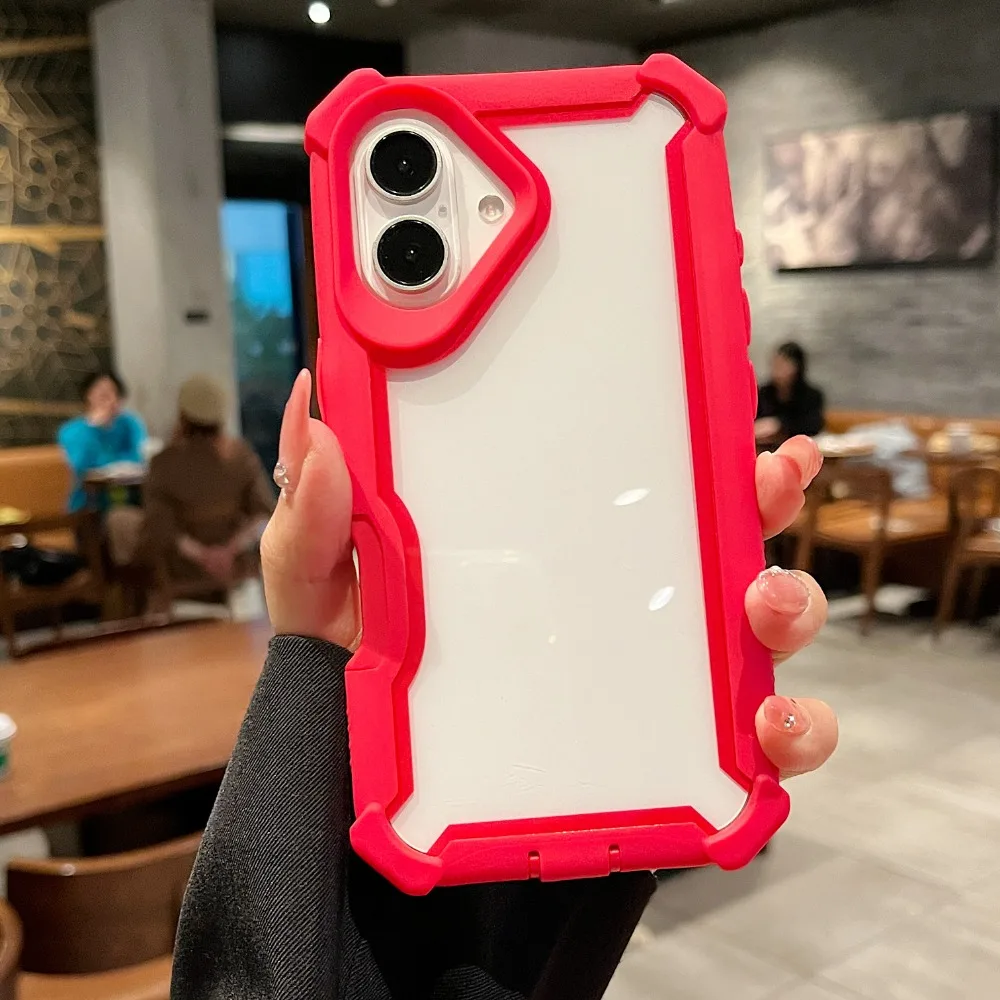 Capa Dupla, Transparente, Resistente A Impactos E Durável Para Iphone 15 Pro (vermelho).