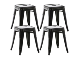 Armin Clp Bancos Industriais Conjunto de 4 Metal Preto