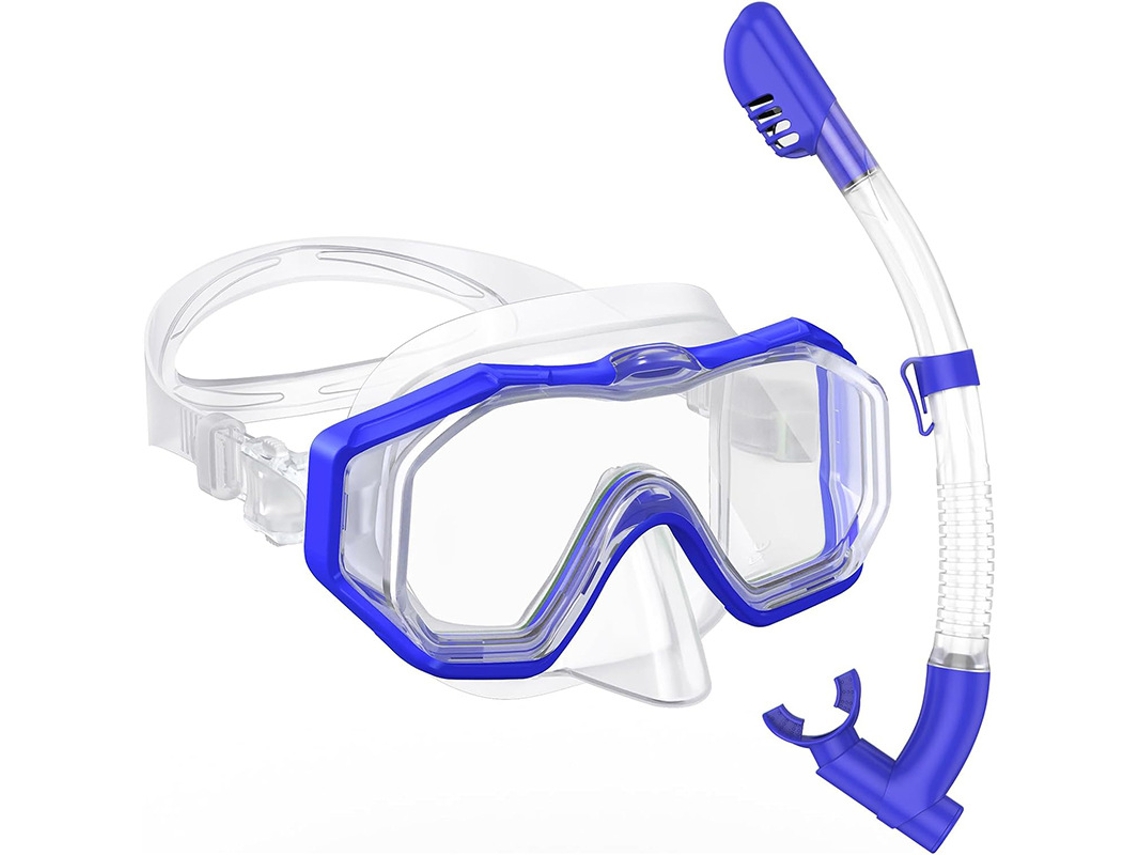 Conjunto de máscara de snorkel Czhhmart Clear Visão com tubo seco, modelo infantil. Amarelo