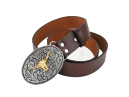 Cinto De Couro Para Homem Cowboy Retrô Ajustável Padrão De Touro Casual Diário Marrom 115cm/45.3in