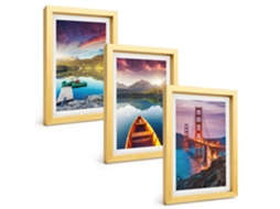 Composição De Quadrosvistas De Montanhas, Lagos, Pontes Moldura Dourada Imagens Para Um Quarto Infantil Espelharte (3 Peças 20x30 Cm)