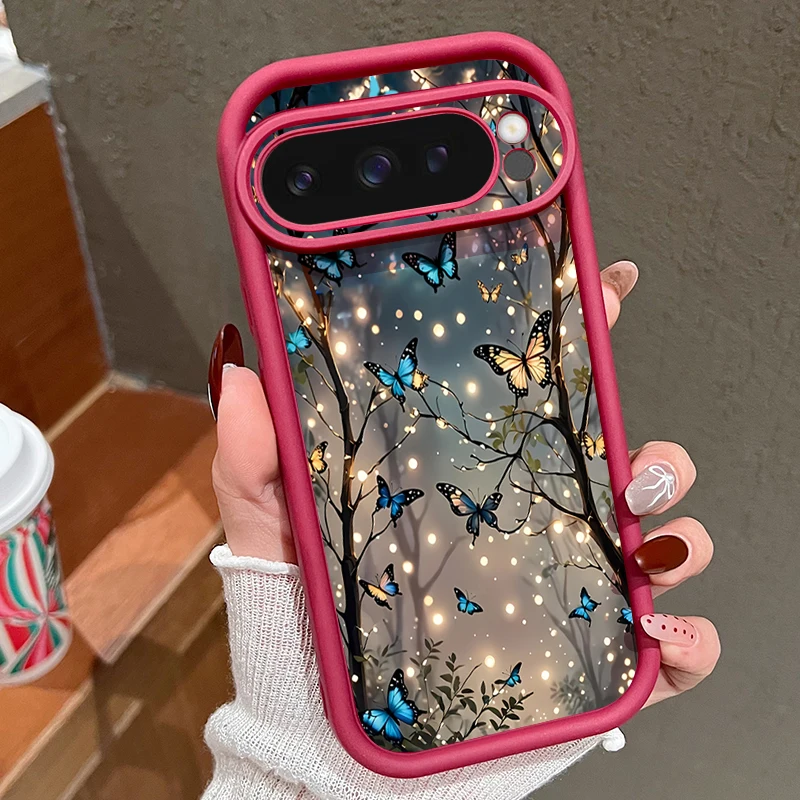 (bordô) Capa De Tpu Macia Para Google Pixel 8 Pro, À Prova De Choque, Com Estampa De Borboleta.