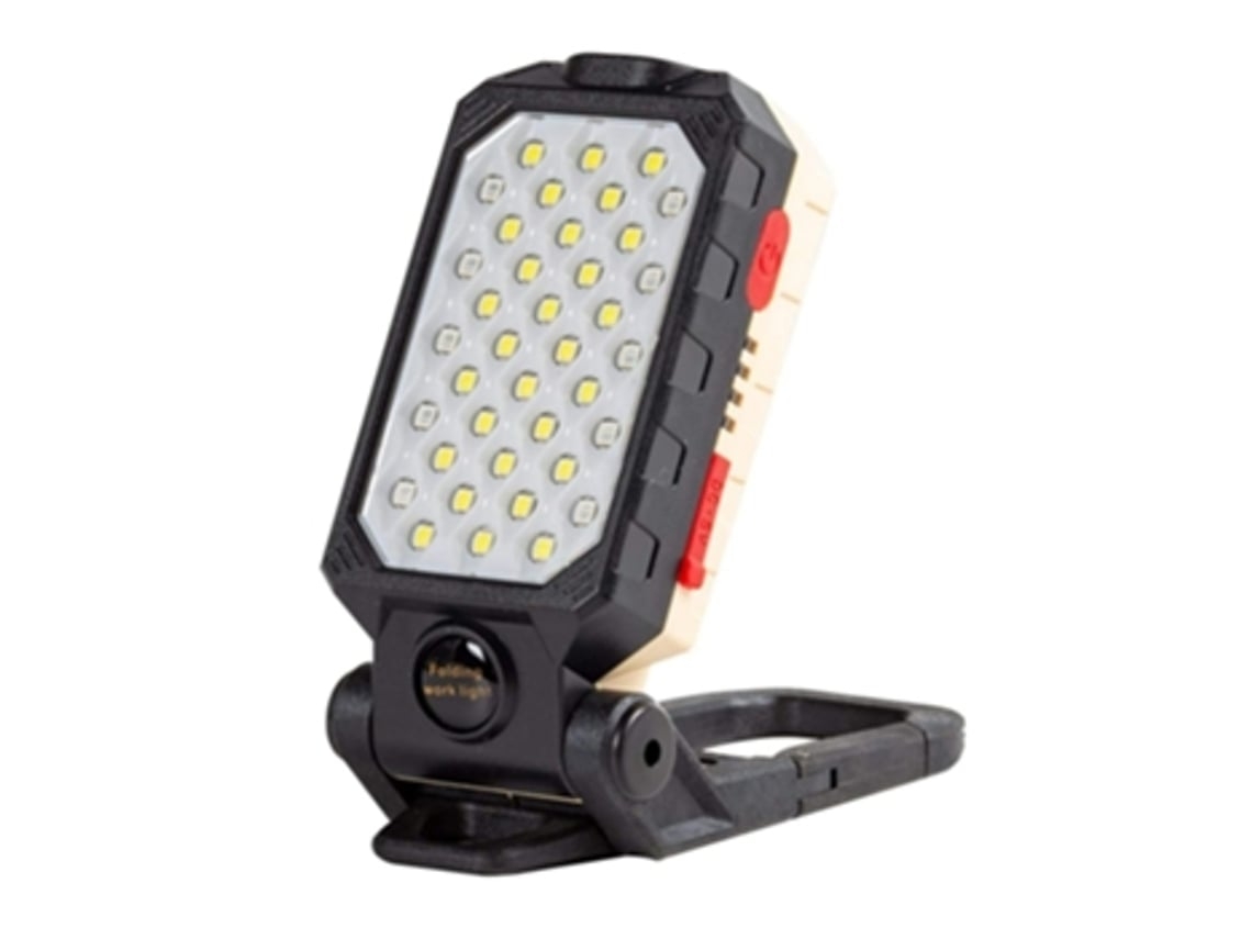Luz De Trabalho Recarregável L Lanterna Magnética/luz Com Suporte Embutido Holofote Segurança 3 Modos Preto Bisbus*