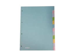 Separadores A4 STAPLES 12 Posições, Papelão, Várias Cores Staples
