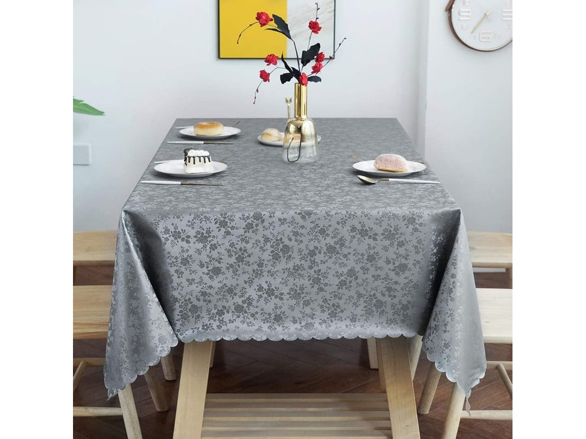Mantel De Vinilo Impermeable Rectangular Resistente, Limpieza Fácil, 52x70", Gris, Para Cocina Y Comedor