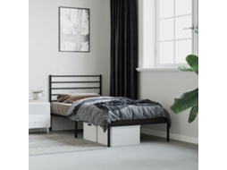 Estrutura De Cama Com Cabeceira 90x190 Cm Metal Preto