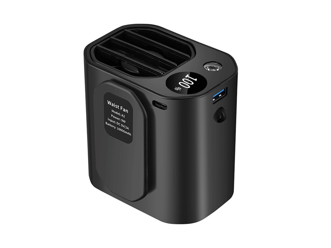Ventilador Portátil com Cintura Luz Led e Bateria Externa