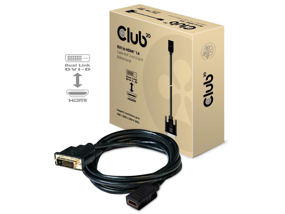 Adaptador HDMI CLUB3D (DVI - HDMI - 2m - Preto)