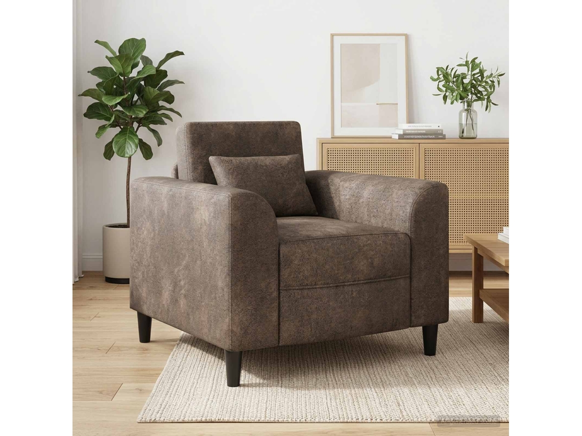 Vidaxl Poltrona Cinzento-escuro Couro Suede Sintético